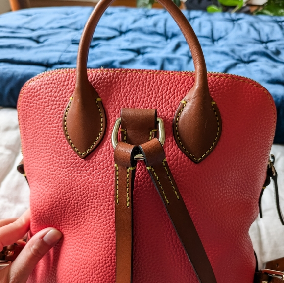 EUC Dooney & Bourke Pebble Grain Leather Backpack, Geranium Pink - Picture 6 of 16